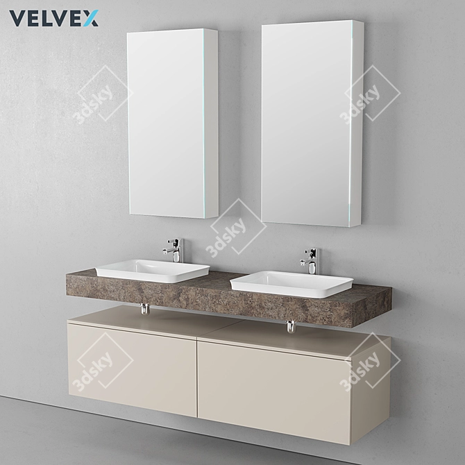 Velvex Unique Unit 160: Complete Bathroom Set 3D model image 1