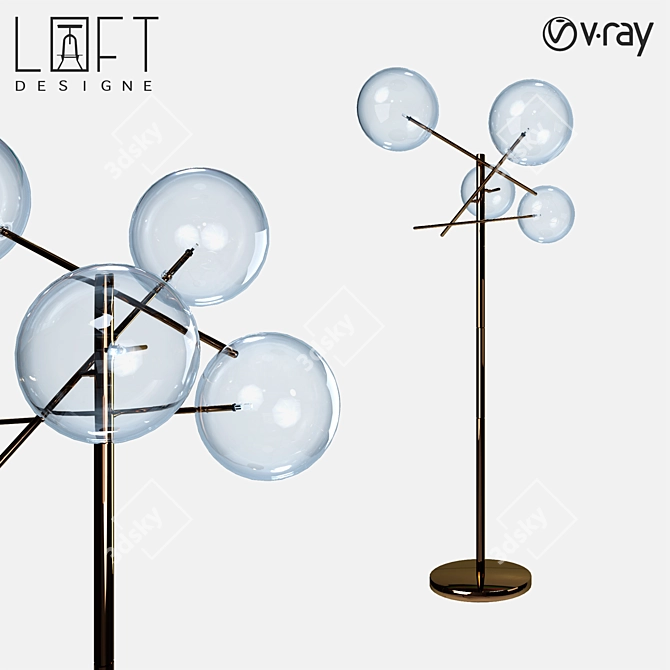  LoftDesigne 9525 Floor Lamp: Elegant Glass and Metal Lighting 3D model image 1