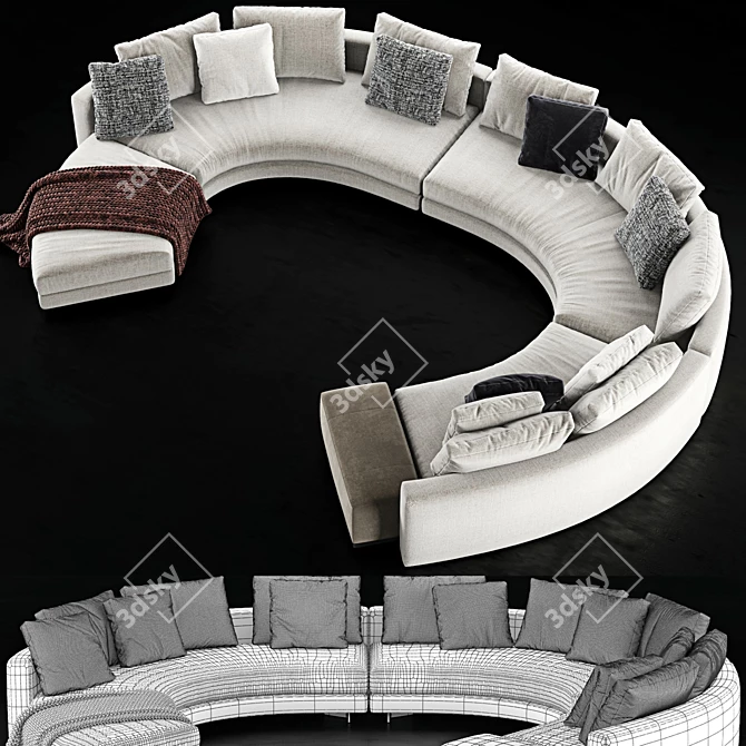 Modern Designer Minotti Daniels Sofa 3 3D model image 2