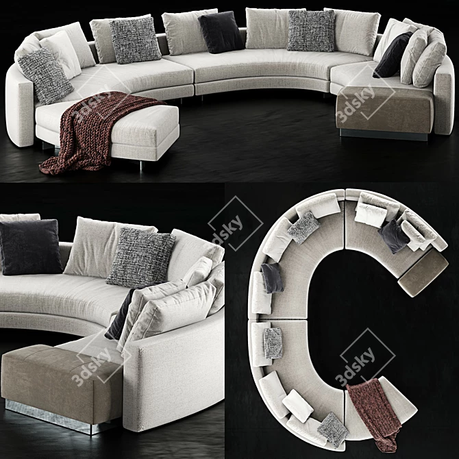 Modern Designer Minotti Daniels Sofa 3 3D model image 3