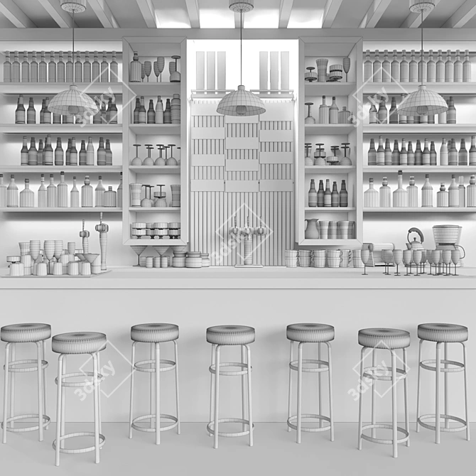 Sleek Bar Counter Design 3D model image 2