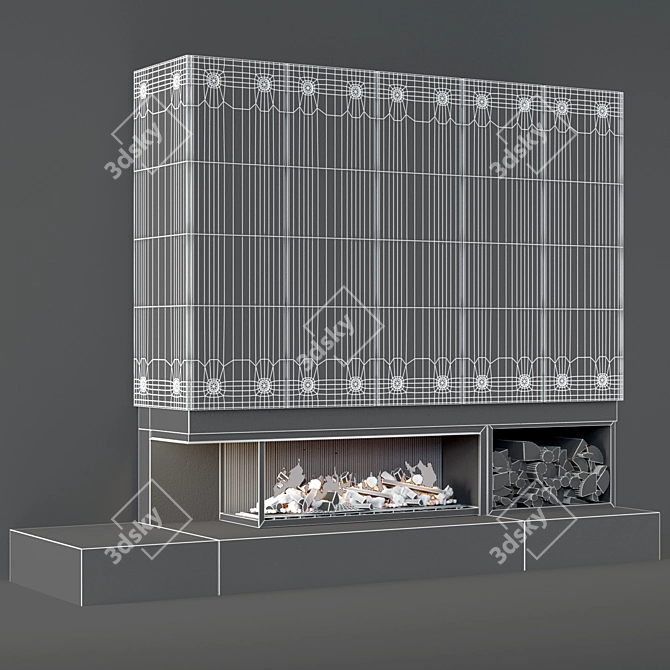 Contemporary Loft Style Fireplace 3D model image 3
