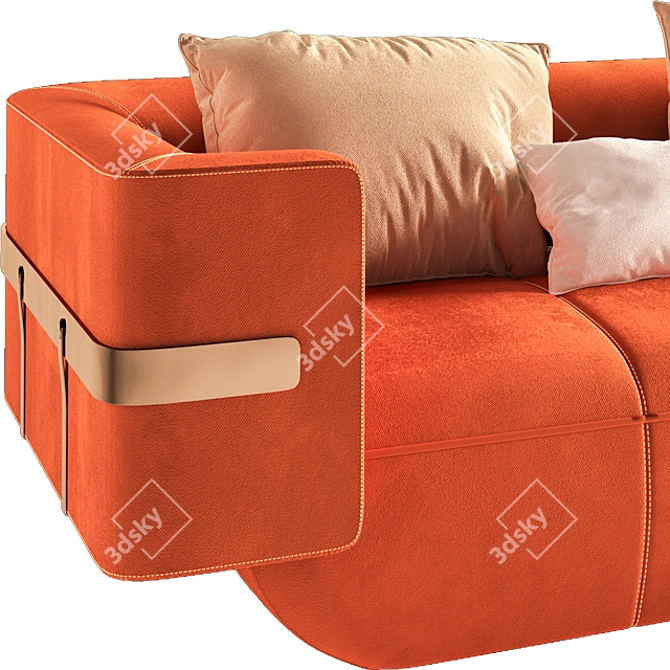 Elegant Leather Sofa with LONGHI-MI 3D model image 3