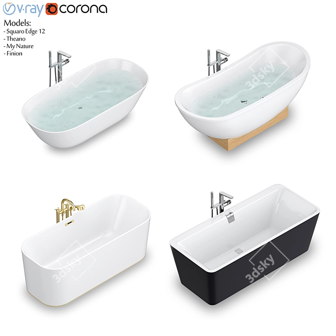 Luxury Villeroy & Boch Freestanding Bath Set 3D model image 1