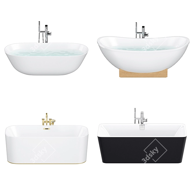 Luxury Villeroy & Boch Freestanding Bath Set 3D model image 2