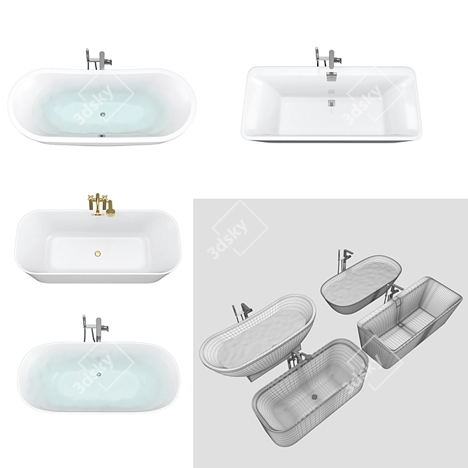 Luxury Villeroy & Boch Freestanding Bath Set 3D model image 3