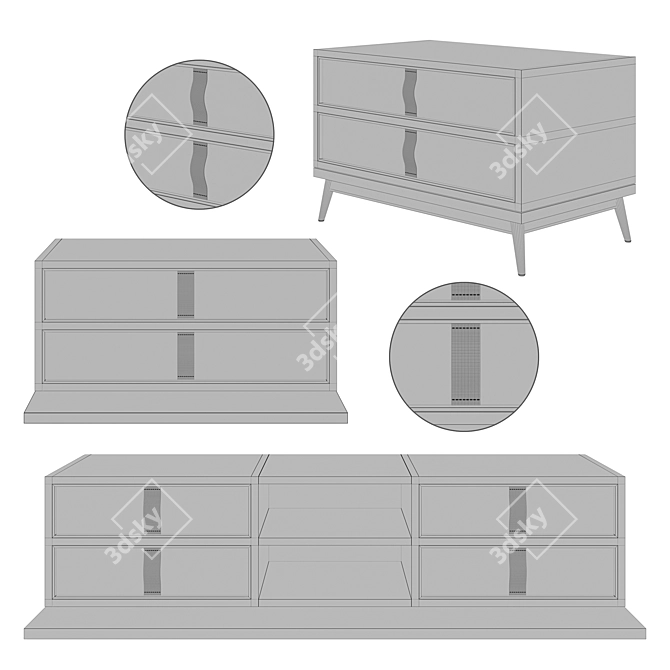 2-Drawer Bedside Table: Multifunctional and Sleek 3D model image 2