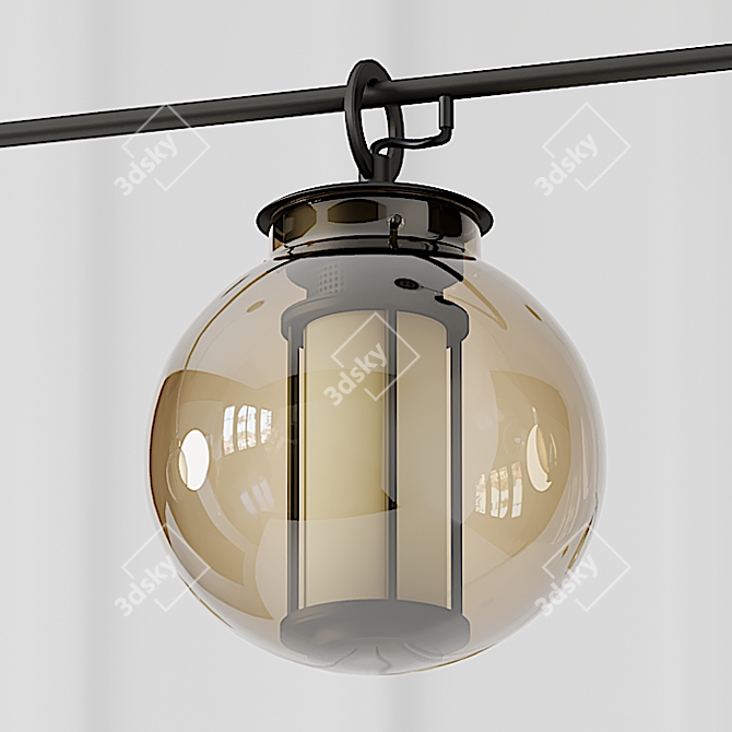 Nordic Style Amber Glass Ceiling Light 3D model image 2