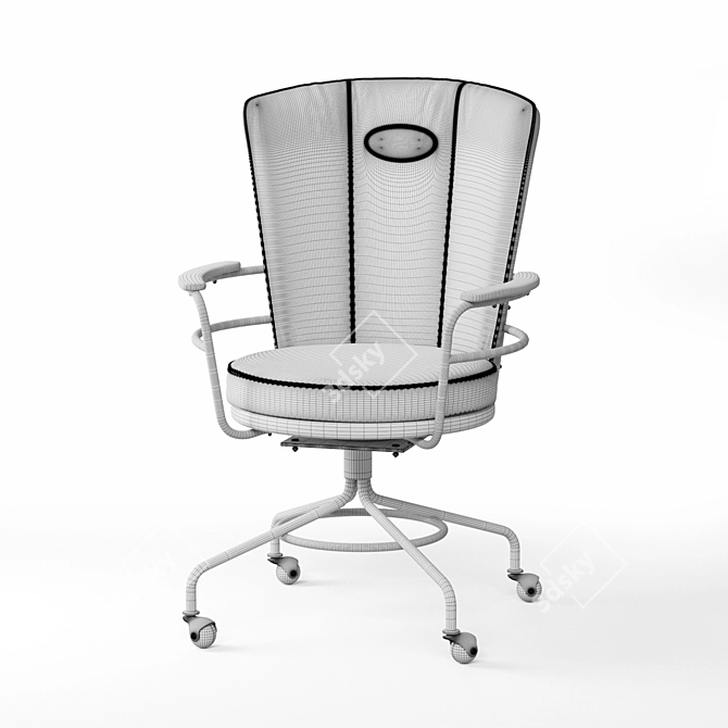 Rustic Metal Office Chair 3D model image 3