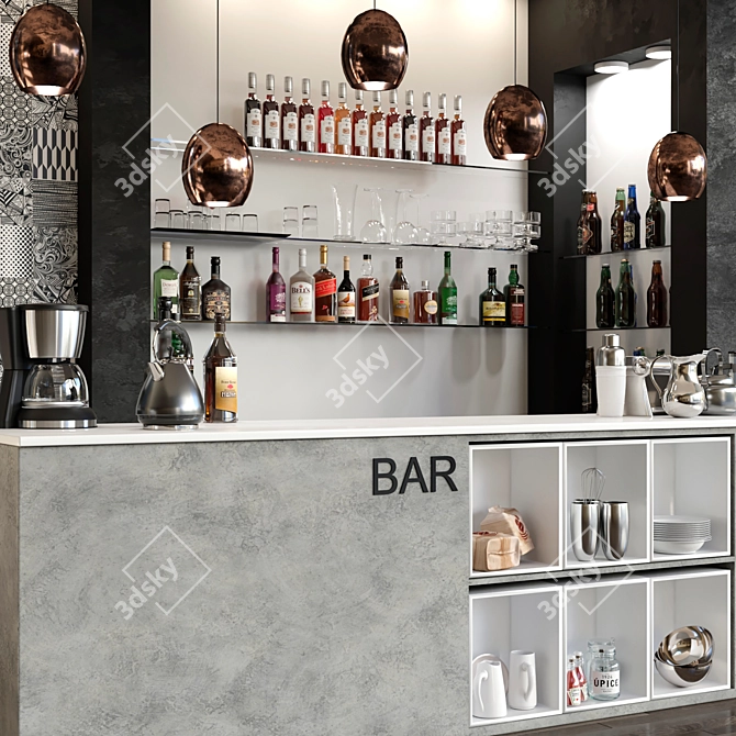 Stylish Pub Clubhouse: 3D Bar Design Project 3D model image 2