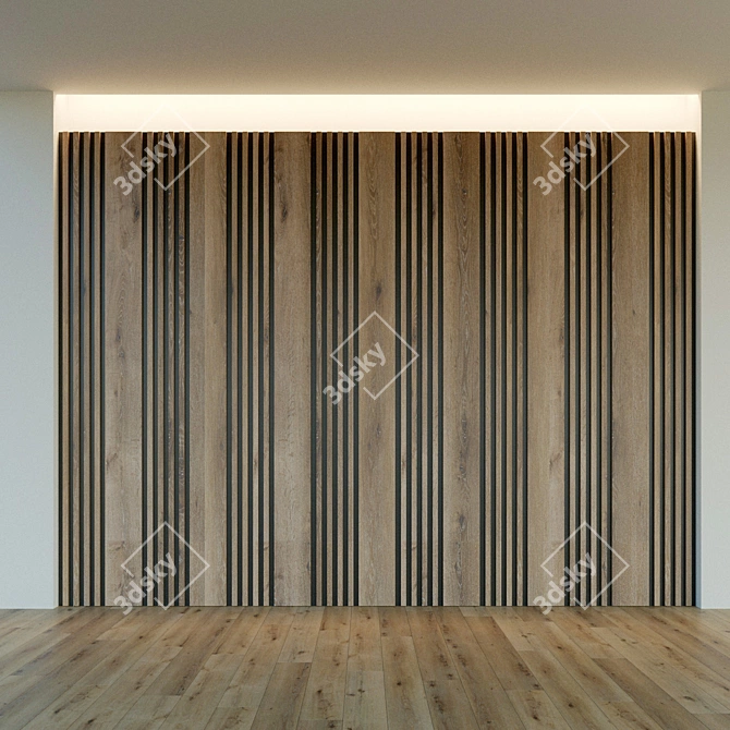 3D Wooden Wall Panel 3D model image 2