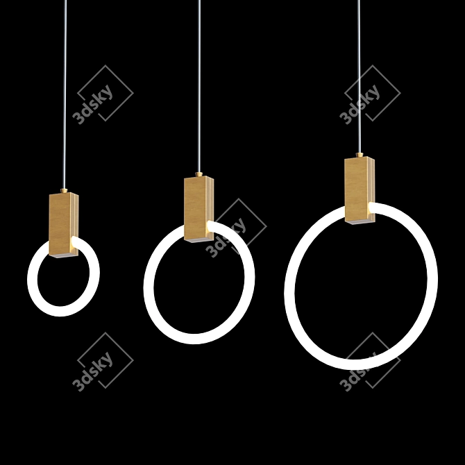 Sleek LED Hanging Ring Lights 3D model image 1