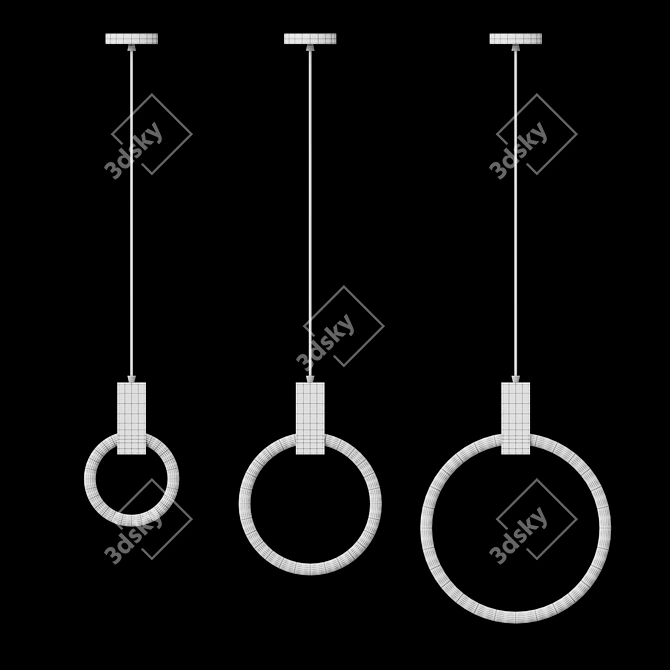 Sleek LED Hanging Ring Lights 3D model image 3