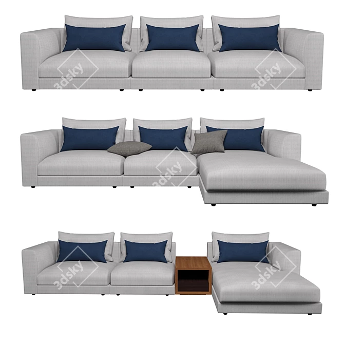 Modular Fabric Corner Sofa Set 3D model image 1