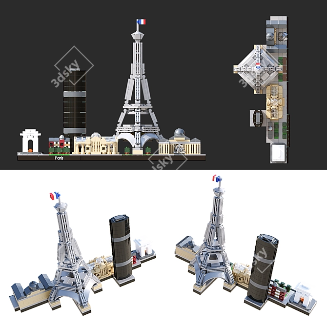 Eiffel Tower LEGO Building Set 3D model image 2