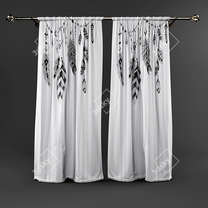 Hontis Blackout Curtains: Complete Set 3D model image 1