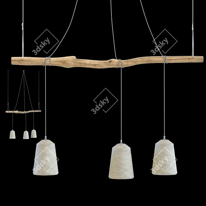 Vintage Concrete Pendant Lamp 3D model image 1