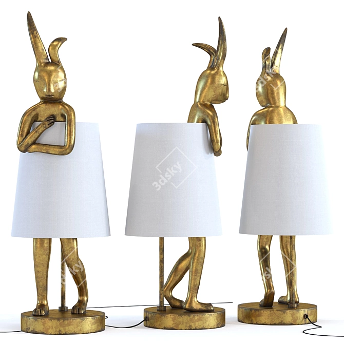 Golden Bunny Table Lamp 3D model image 1