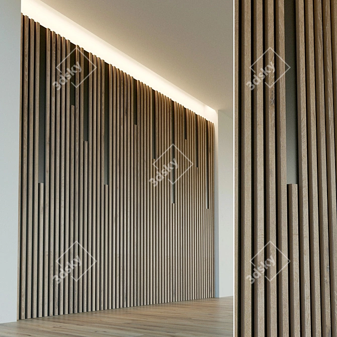 Title: Elegant Wood 3D Wall Panel 3D model image 1