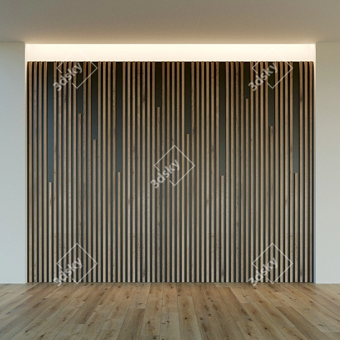 Title: Elegant Wood 3D Wall Panel 3D model image 2