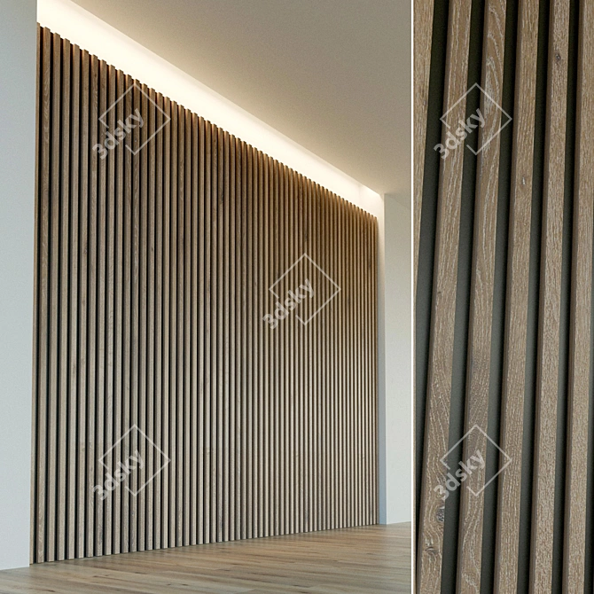 Wooden 3D Wall Panel: Decorative and Lightweight 3D model image 1