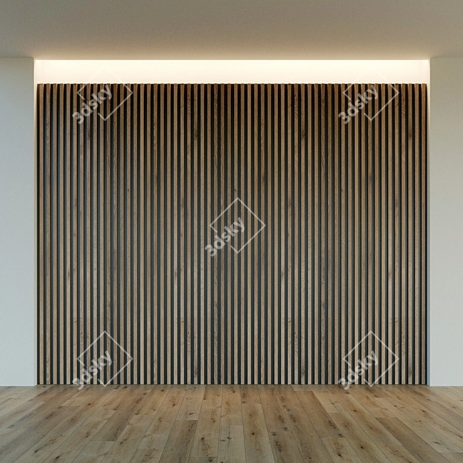 Wooden 3D Wall Panel: Decorative and Lightweight 3D model image 2