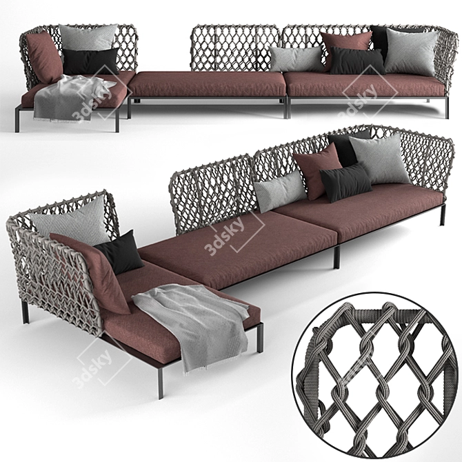 Versatile Outdoor Ravel Sofa 3D model image 1