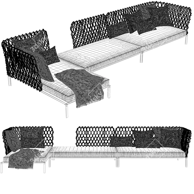 Versatile Outdoor Ravel Sofa 3D model image 3