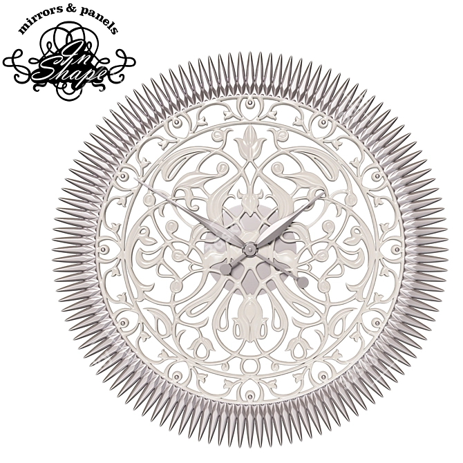 Elegant Flores Silver LED Clock 3D model image 1