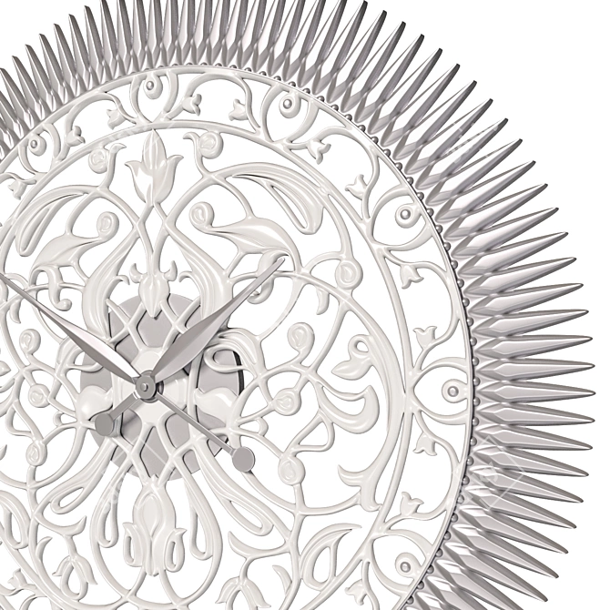 Elegant Flores Silver LED Clock 3D model image 2