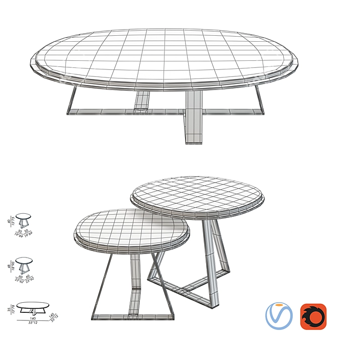 Modern Meridiani Low Table - Judd 3D model image 2