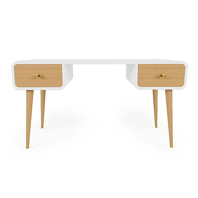 Versatile Brass and Wood Home Table 3D model image 1