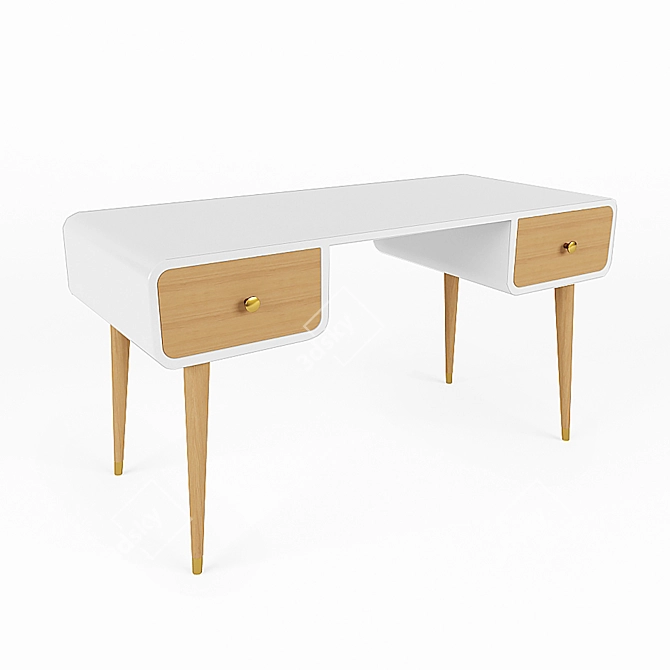 Versatile Brass and Wood Home Table 3D model image 2