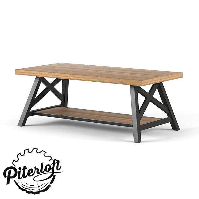 Urban Wood Metal Coffee Table 3D model image 1