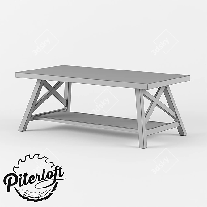 Urban Wood Metal Coffee Table 3D model image 2