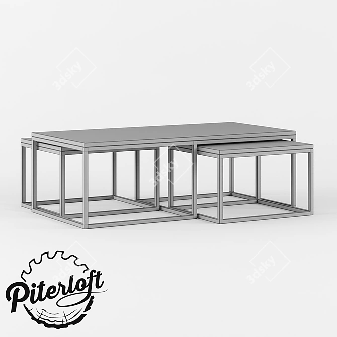 Rustic Flock Coffee Table 3D model image 2