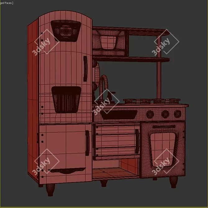 Retro Dream Kitchen Playset 3D model image 3