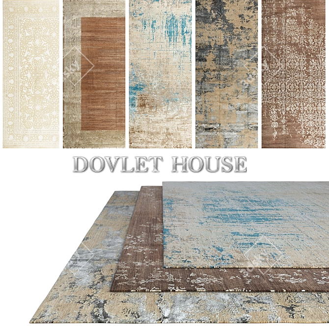 DOVLET HOUSE 5PCS Carpets Set 3D model image 1
