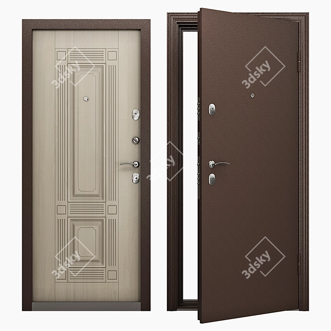 Delta-100 D11: Reliable Entrance Door (100x210cm) 3D model image 1