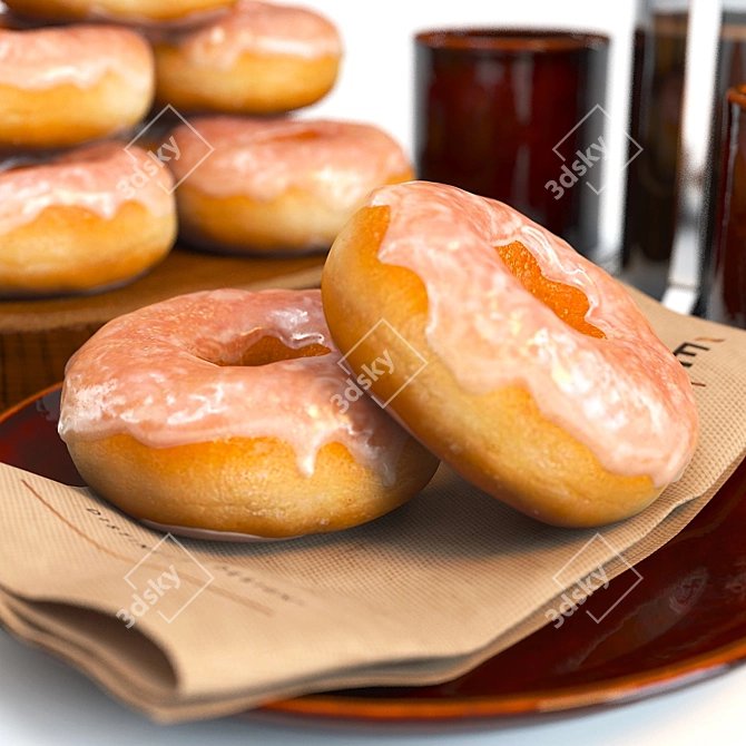 Delicious Donuts & Coffee Set 3D model image 3