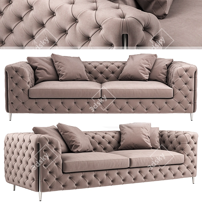 Elegant Moore Quilted Sofa 3D model image 1