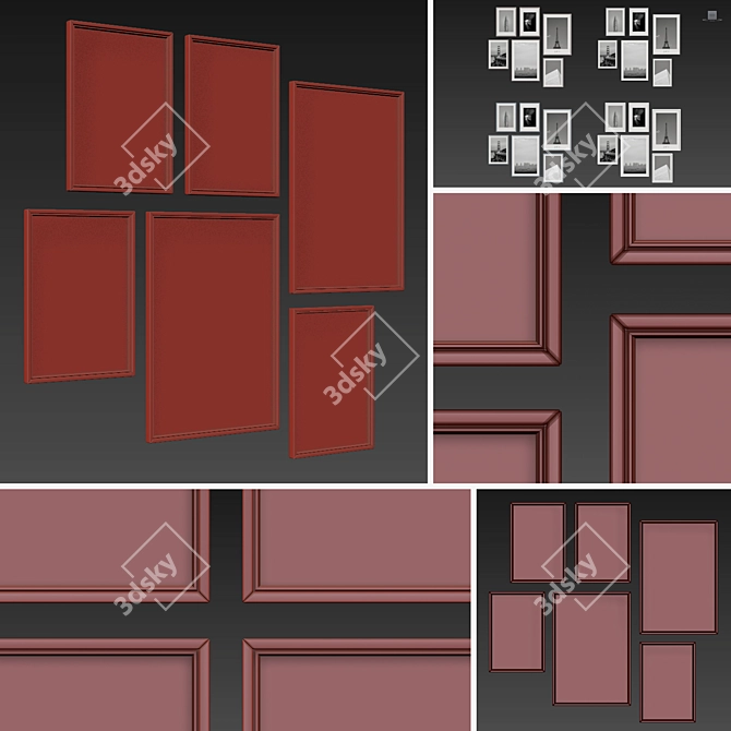 Versatile Set of 6 Picture Frames 3D model image 3