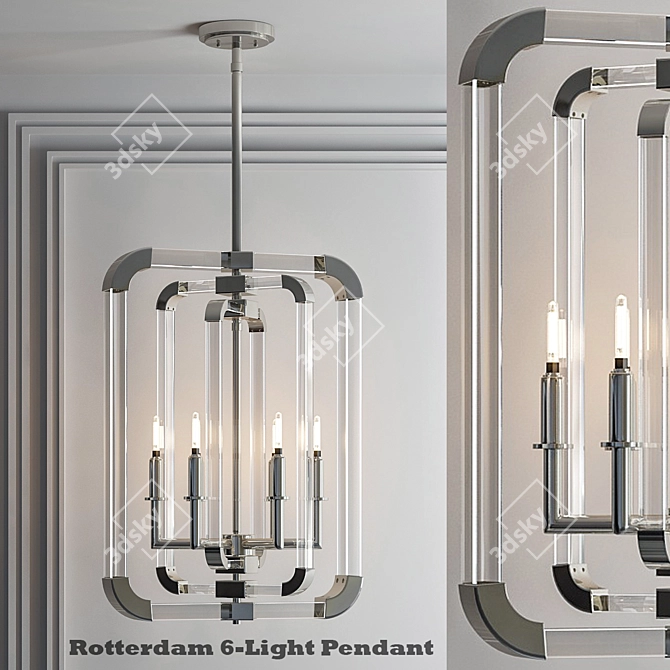 Sleek Rotterdam 6-Light Pendant 3D model image 1