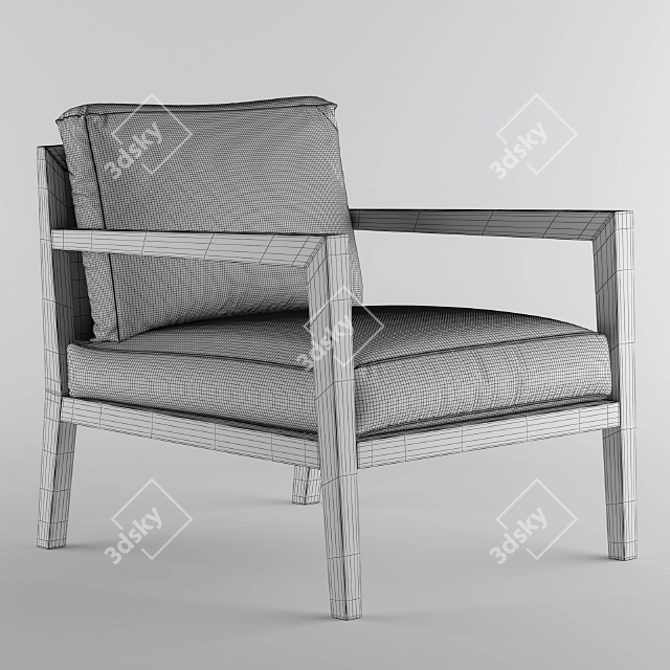 Elegant Solid Wood Armchair 3D model image 3