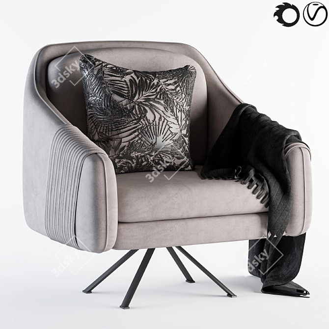 Cozy Cream Velvet Armchair 3D model image 1