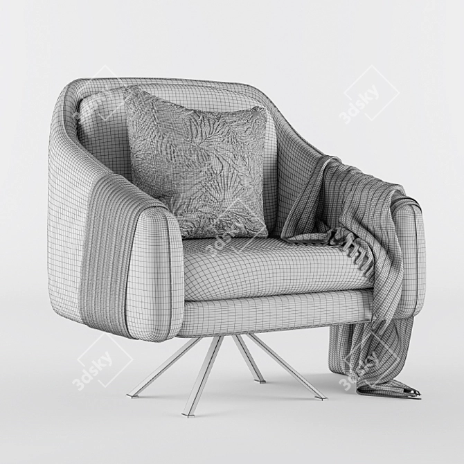 Cozy Cream Velvet Armchair 3D model image 2