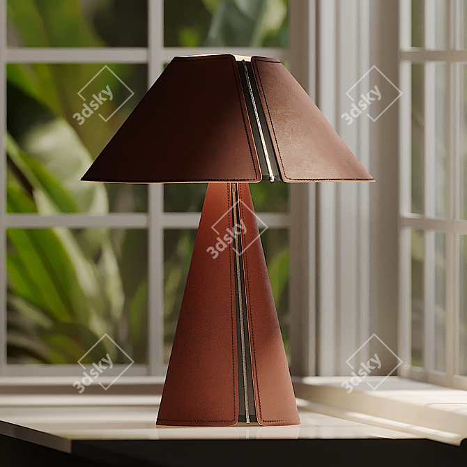 Sleek Leather Table Lamp 3D model image 3