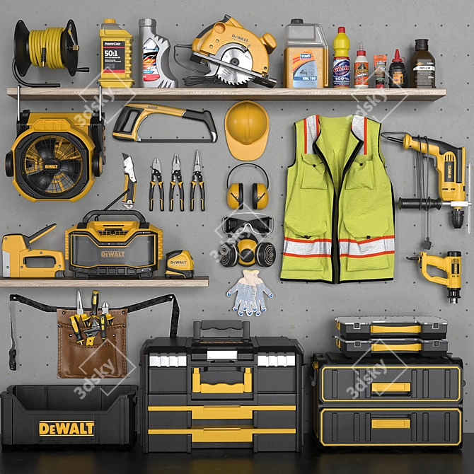 Essential Garage Tools Set 3D model image 4