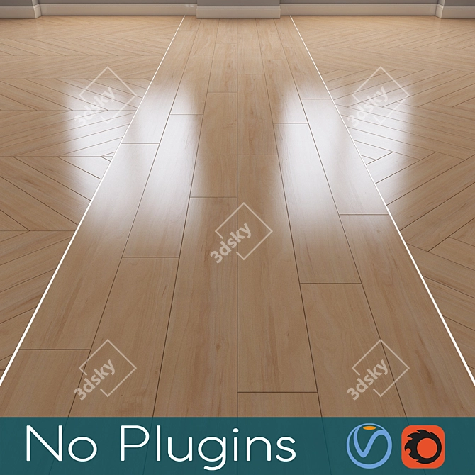 Vintage Wood Floor Texture 3D model image 1