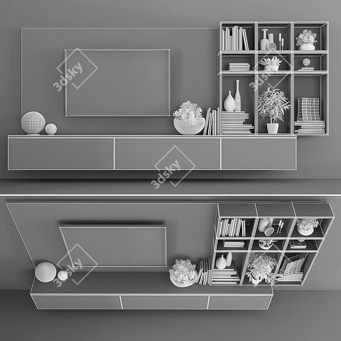 Modern TV Stand Set 064 3D model image 3